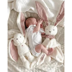 MY HUMMY Doudou Lapin 5en1 Duo 5en1 avec bouillote Ecru-Rose