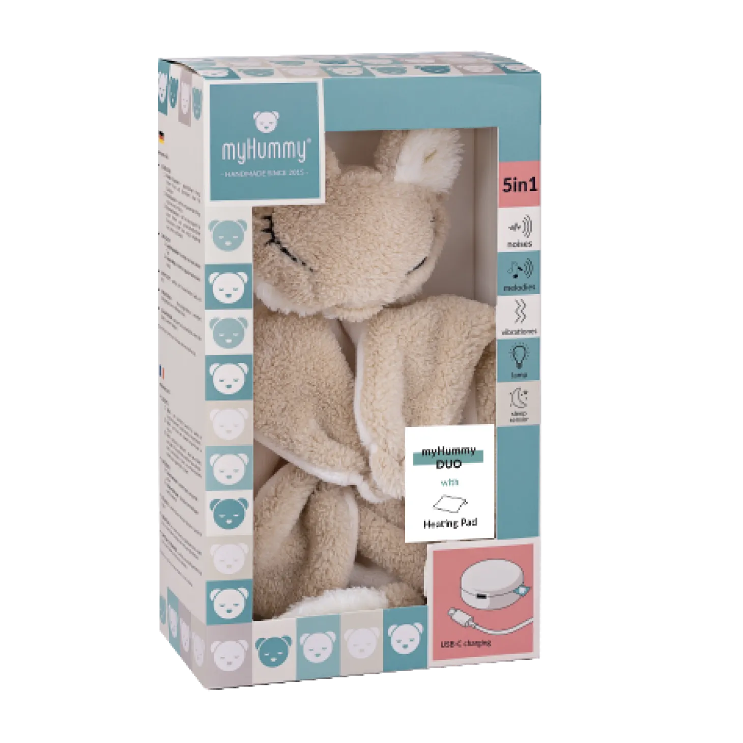 MY HUMMY Doudou renard Duo 5en1 avec bouillote Ecru-Beige
