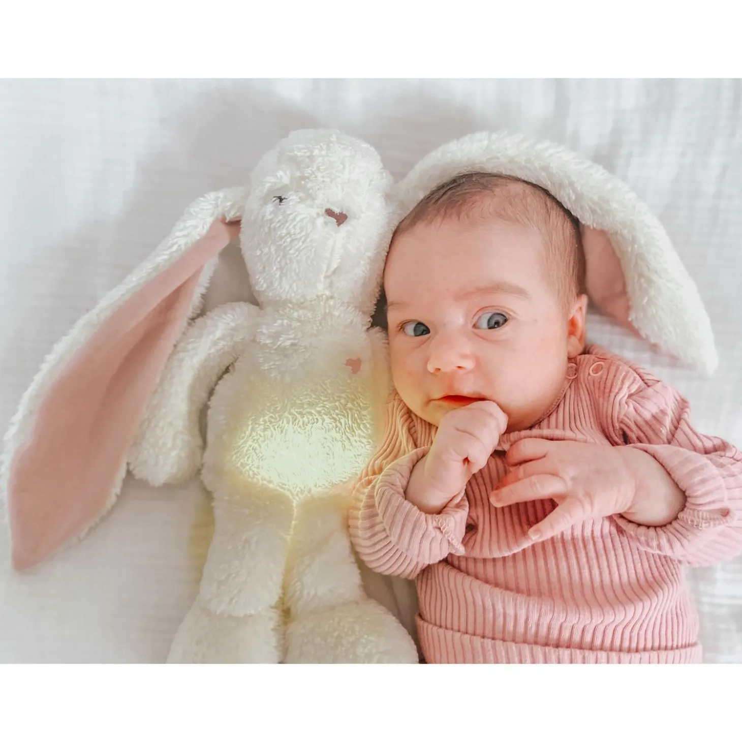 MY HUMMY Peluche Lapin 5en1 Duo avec Bouillote Ecru-Rose