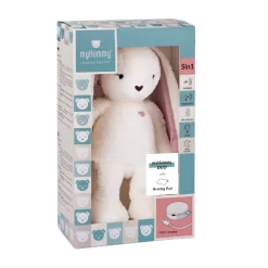 MY HUMMY Peluche Lapin 5en1 Duo avec Bouillote Ecru-Rose