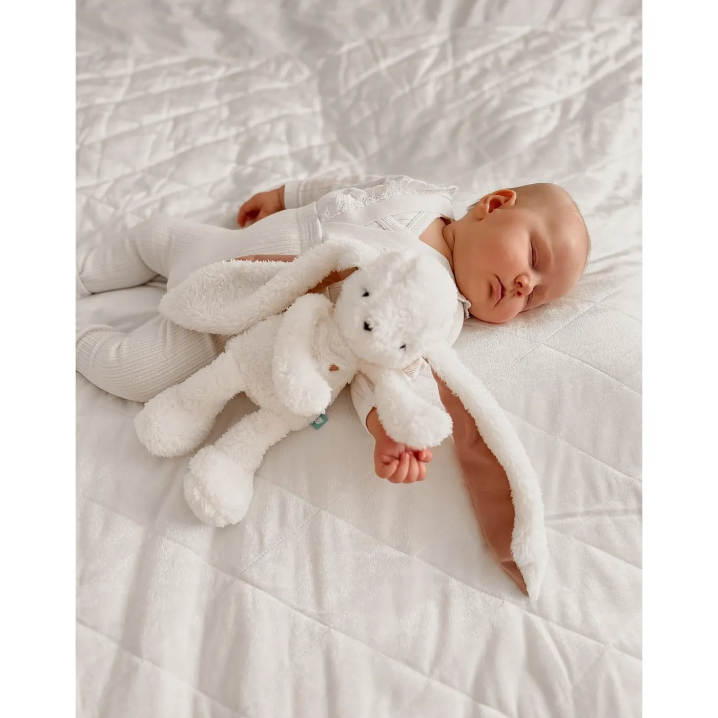 MY HUMMY Peluche Lapin 5en1 Duo avec Bouillote Ecru-Rose