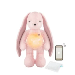 MY HUMMY Peluche Lapin mechanisme + bouillote + appli Bluethoot Rose