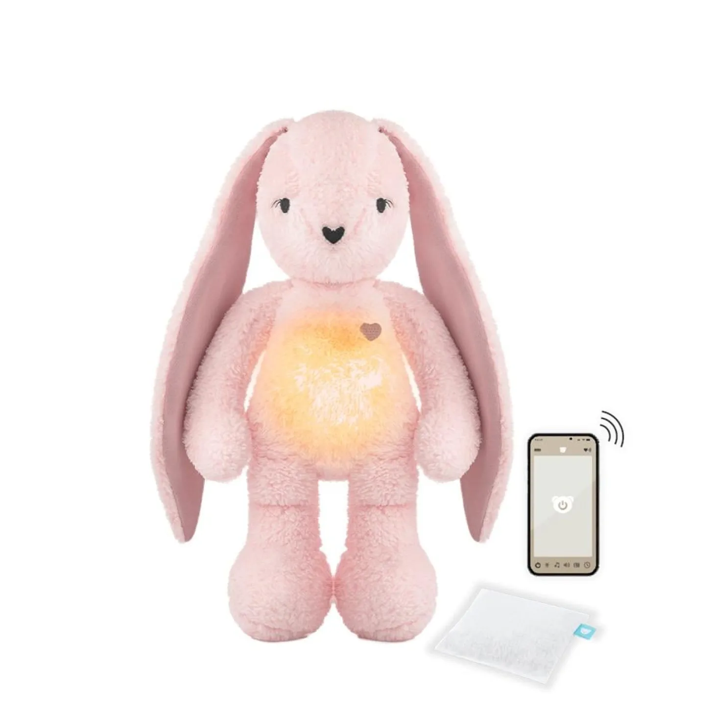 MY HUMMY Peluche Lapin mechanisme + bouillote + appli Bluethoot Rose