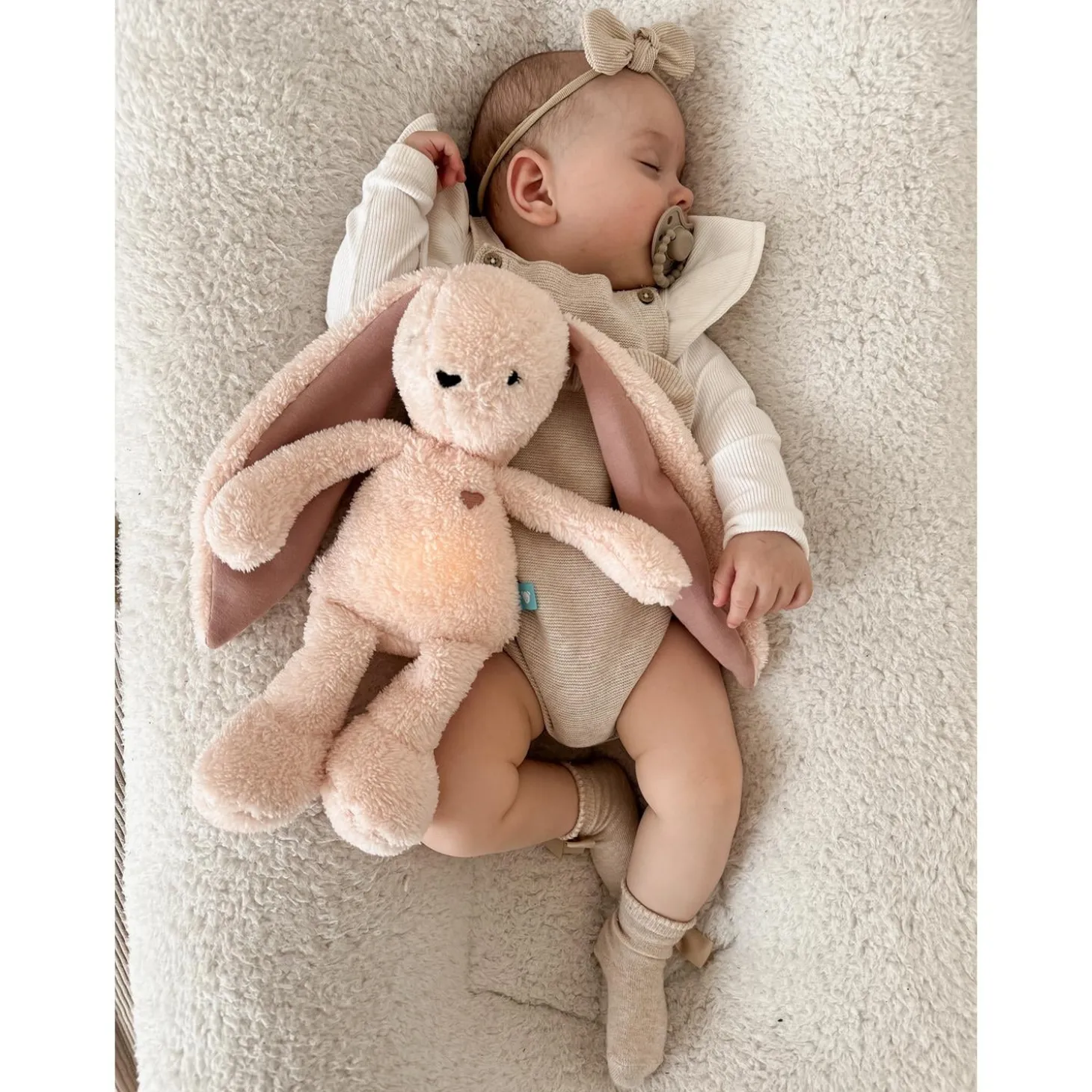 MY HUMMY Peluche Lapin mechanisme + bouillote + appli Bluethoot Rose