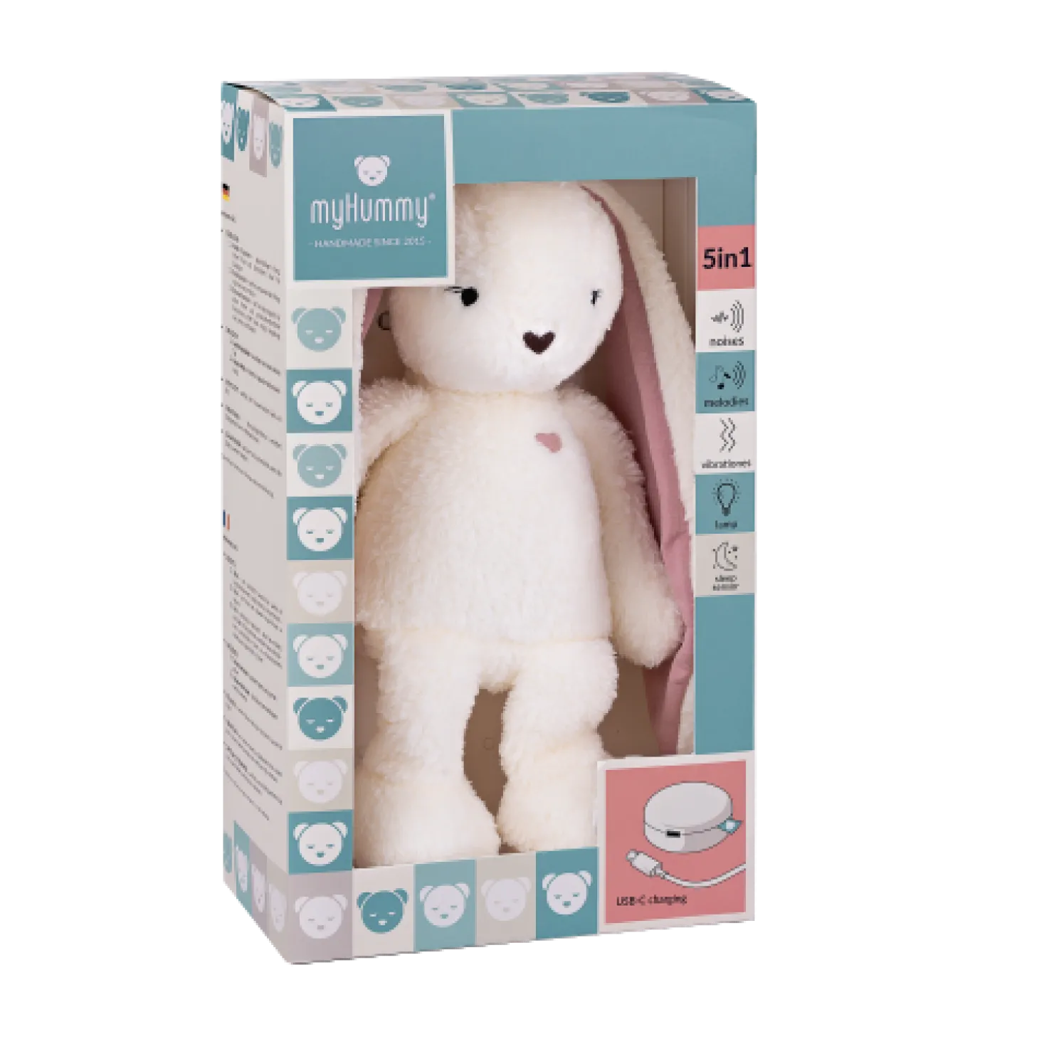MY HUMMY Peluche Lapin mechanism 5en1 Ecru-Rose