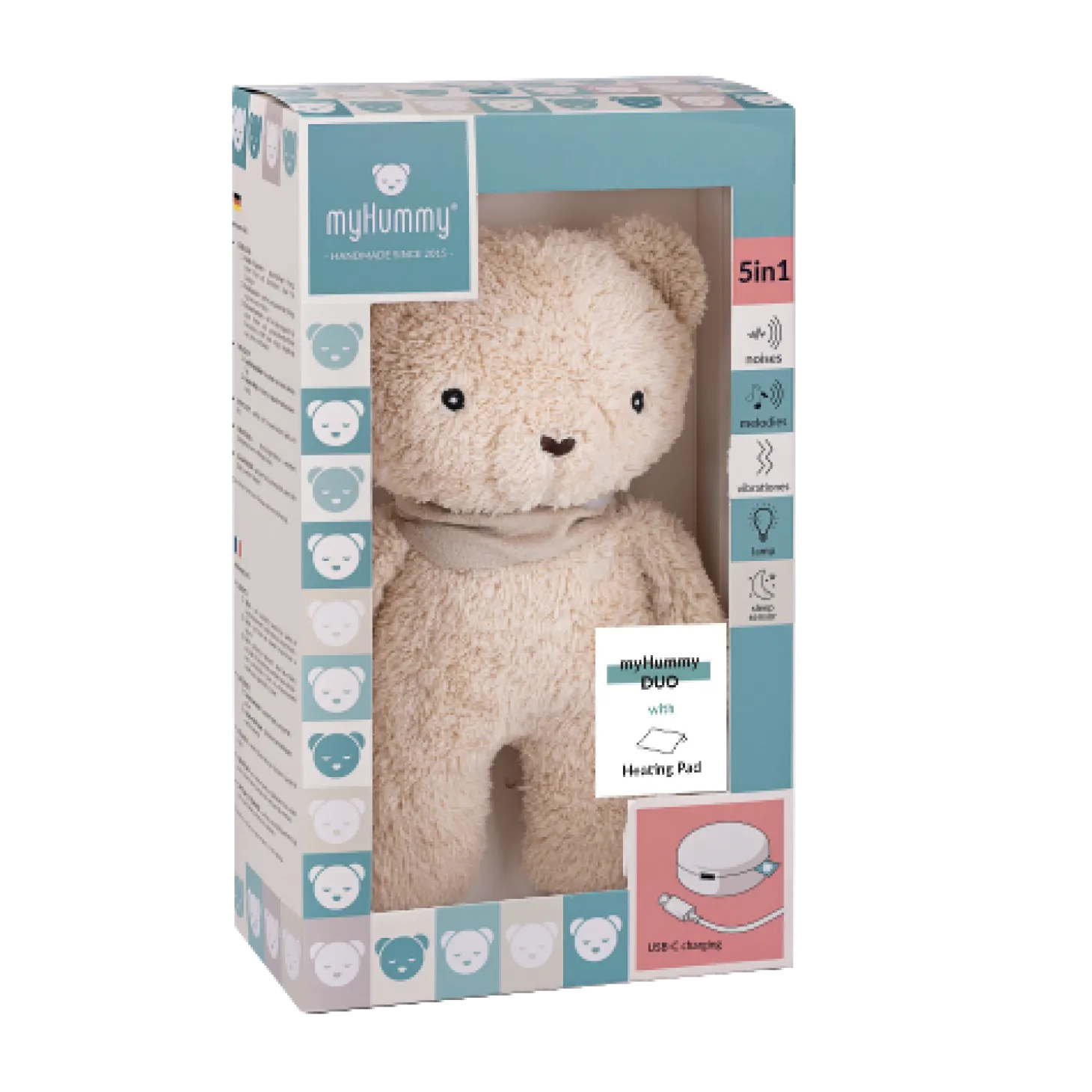 MY HUMMY Peluche Ours Duo 5en1 avec bouillote Beige