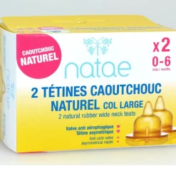 Natae                    Tétines caoutchouc Natae débit 1    0-6 mois
