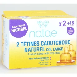 Natae Tétines caoutchouc Nataé déb 3 + liquide épais 18 mois+
