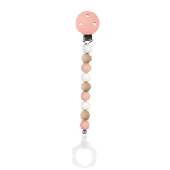 Nattou                    Attache tétine silicone perles    Beige/Rose