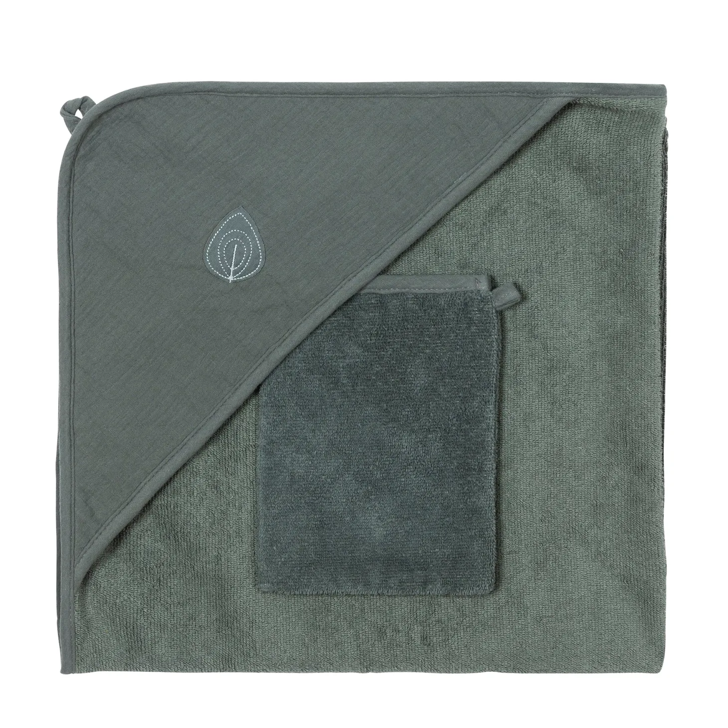 Nattou Cape de bain avec gant Axel et Luna Vert