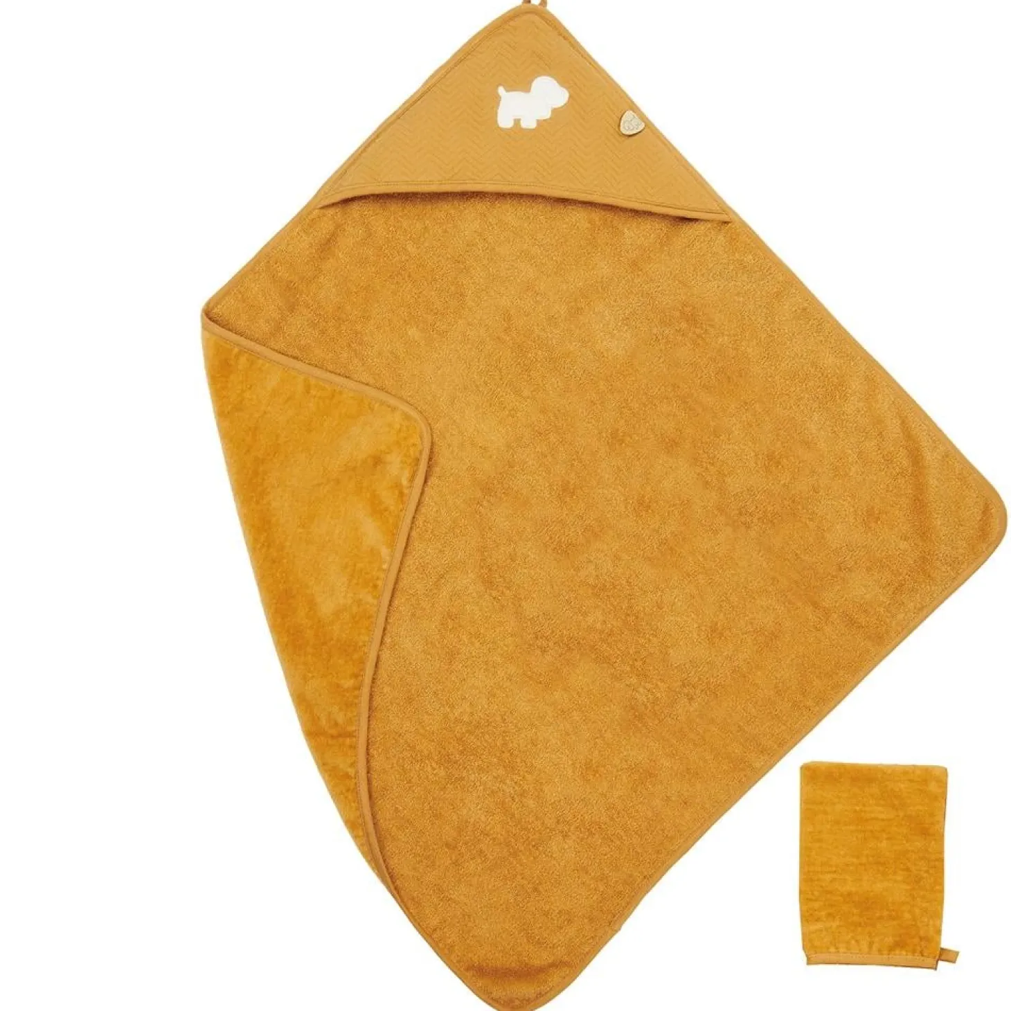 Nattou Charlie cape de bain avec gant Caramel