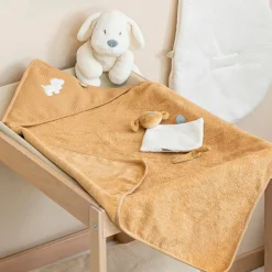 Nattou Charlie cape de bain avec gant Caramel
