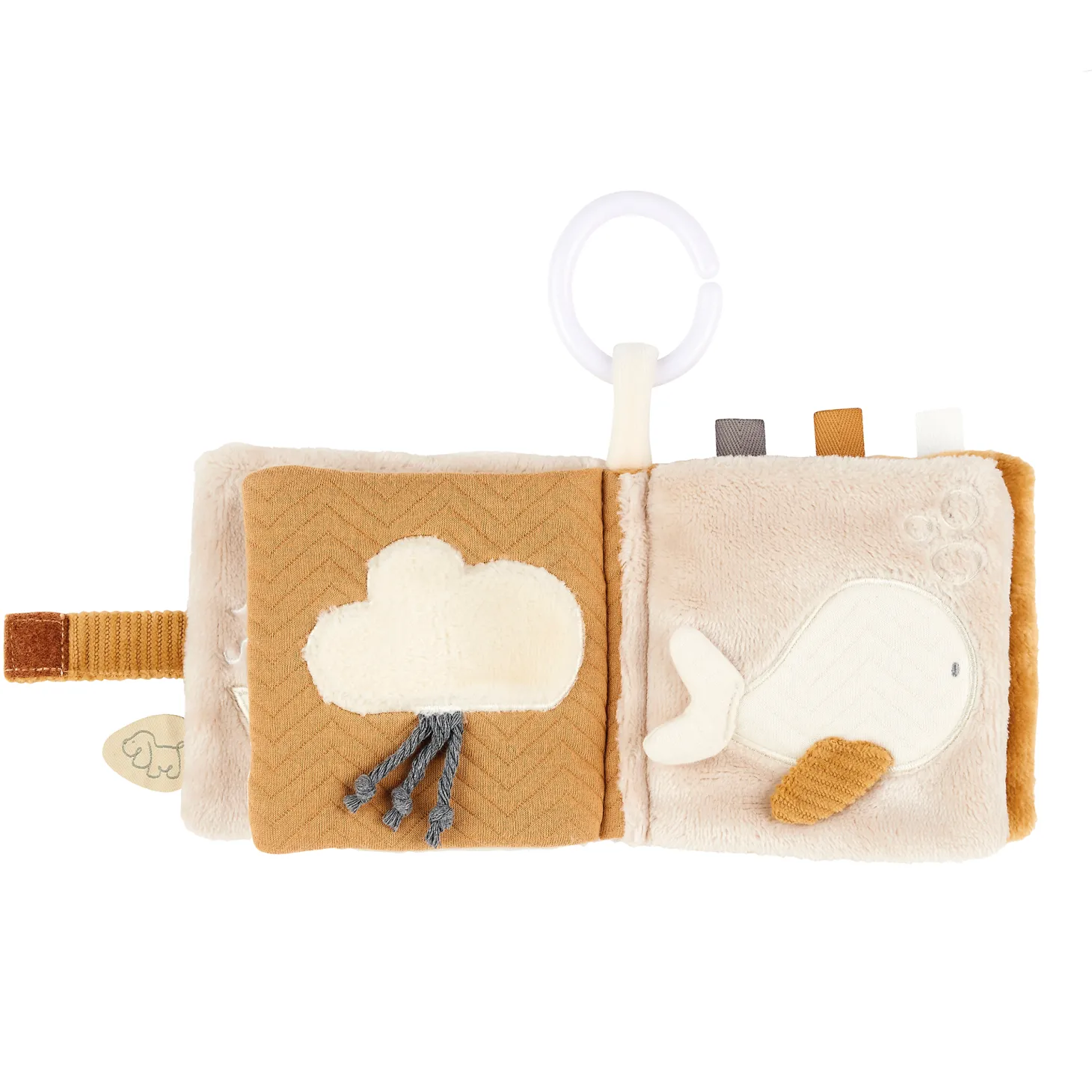 Nattou Charlie livre d'éveil en velours Caramel
