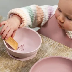 Nattou Coffret repas avec bavoir/biche Silicone Rose