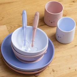 Nattou Coffret repas 4 pcs ourson Silicone Bleu