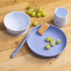 Nattou                    Coffret repas 4 pcs ourson Silicone    Bleu