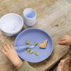 Nattou Coffret repas 4 pcs ourson Silicone Bleu