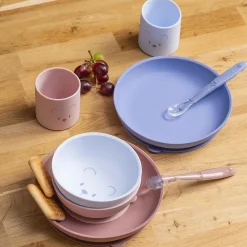 Nattou Coffret repas 4 pcs ourson Silicone Bleu