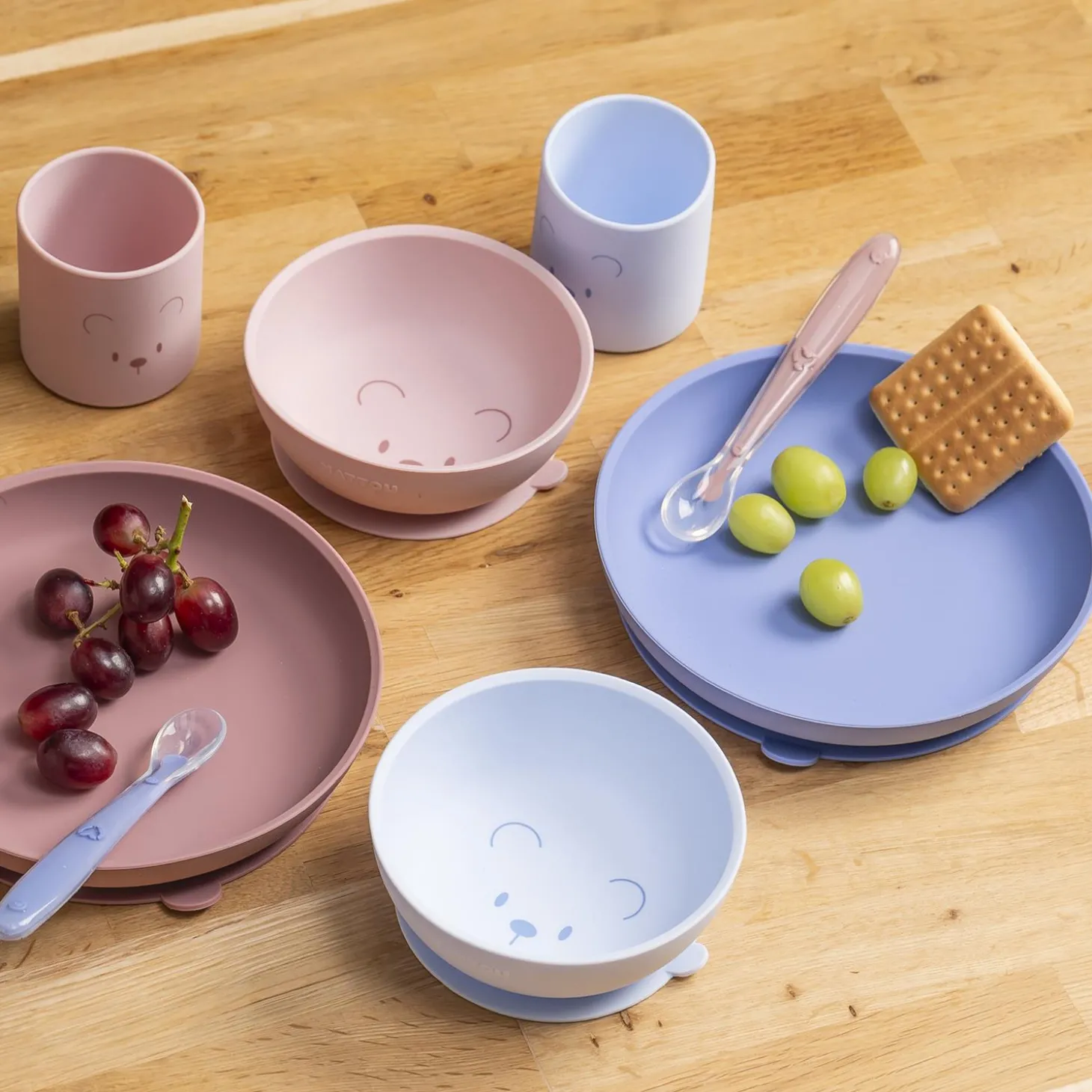 Nattou Coffret repas 4 pcs ourson Silicone Bleu