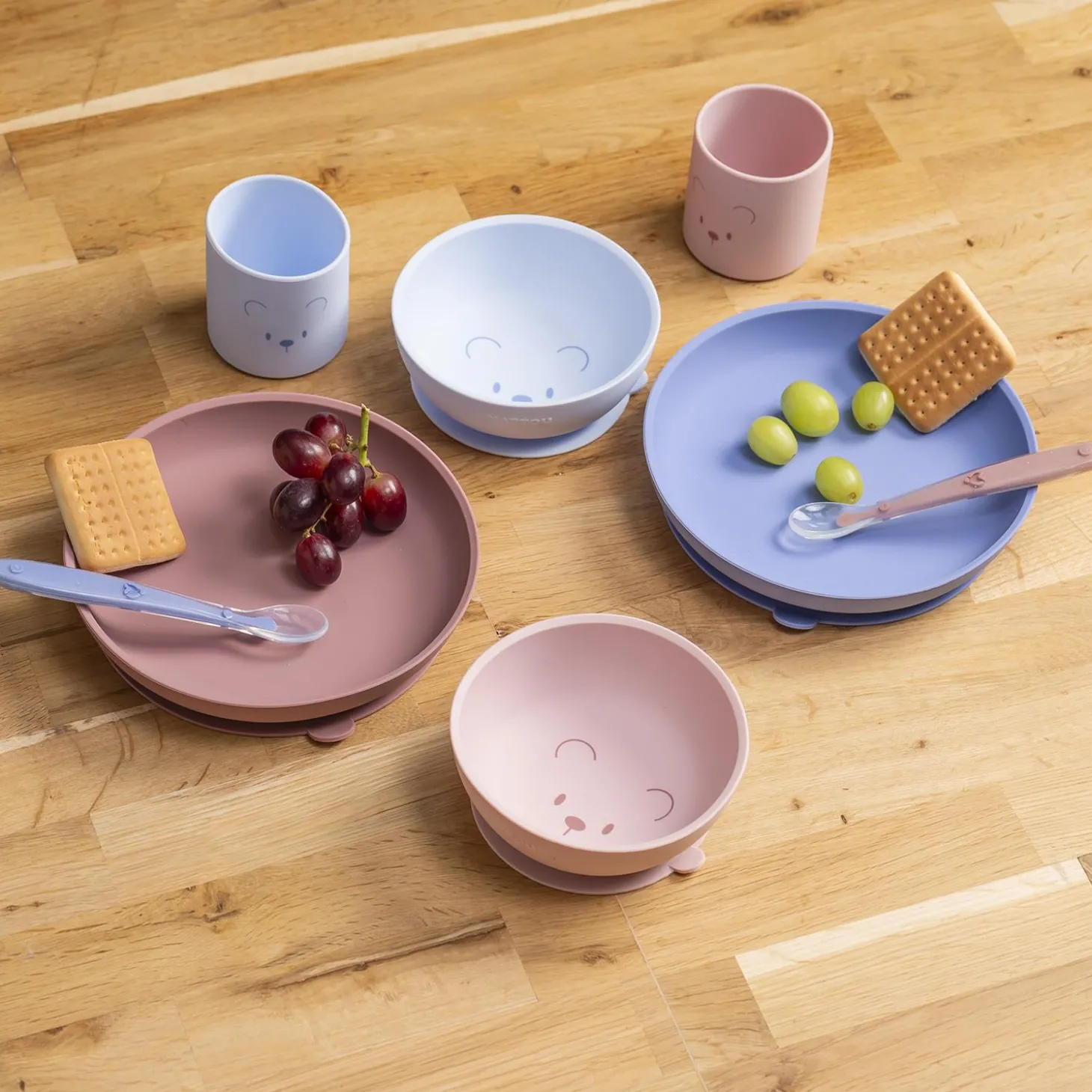 Nattou Coffret repas 4 pcs ourson Silicone Rose