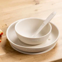 Nattou                    Coffret repas 3 pièces silicone    Argile