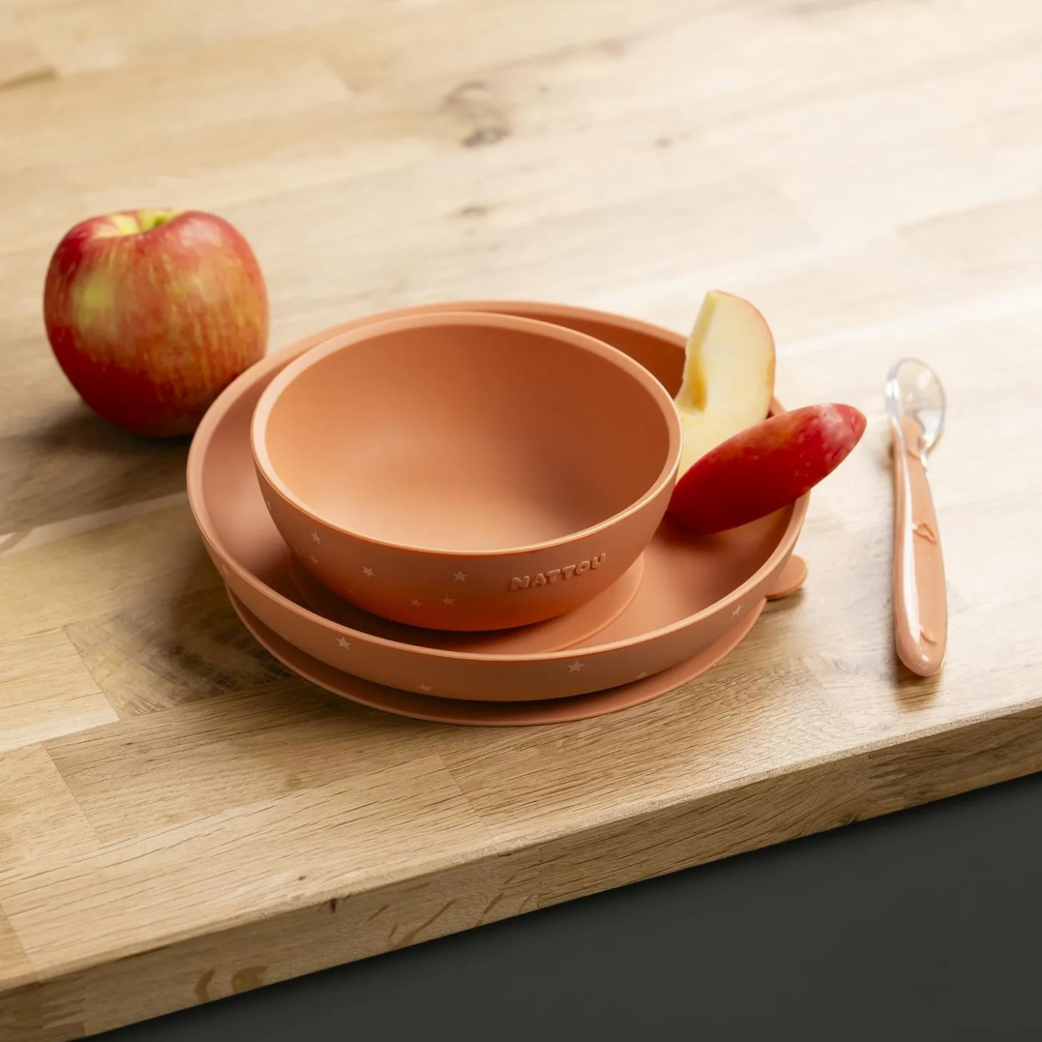 Nattou Coffret repas 3 pièces silicone Terracotta/Étoile