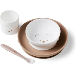 Nattou                    Coffret repas silicone 4 pcs    Ocre Et Brique