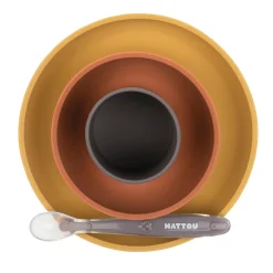 Nattou                    Coffret repas silicone 4 pcs    Ocre Et Brique