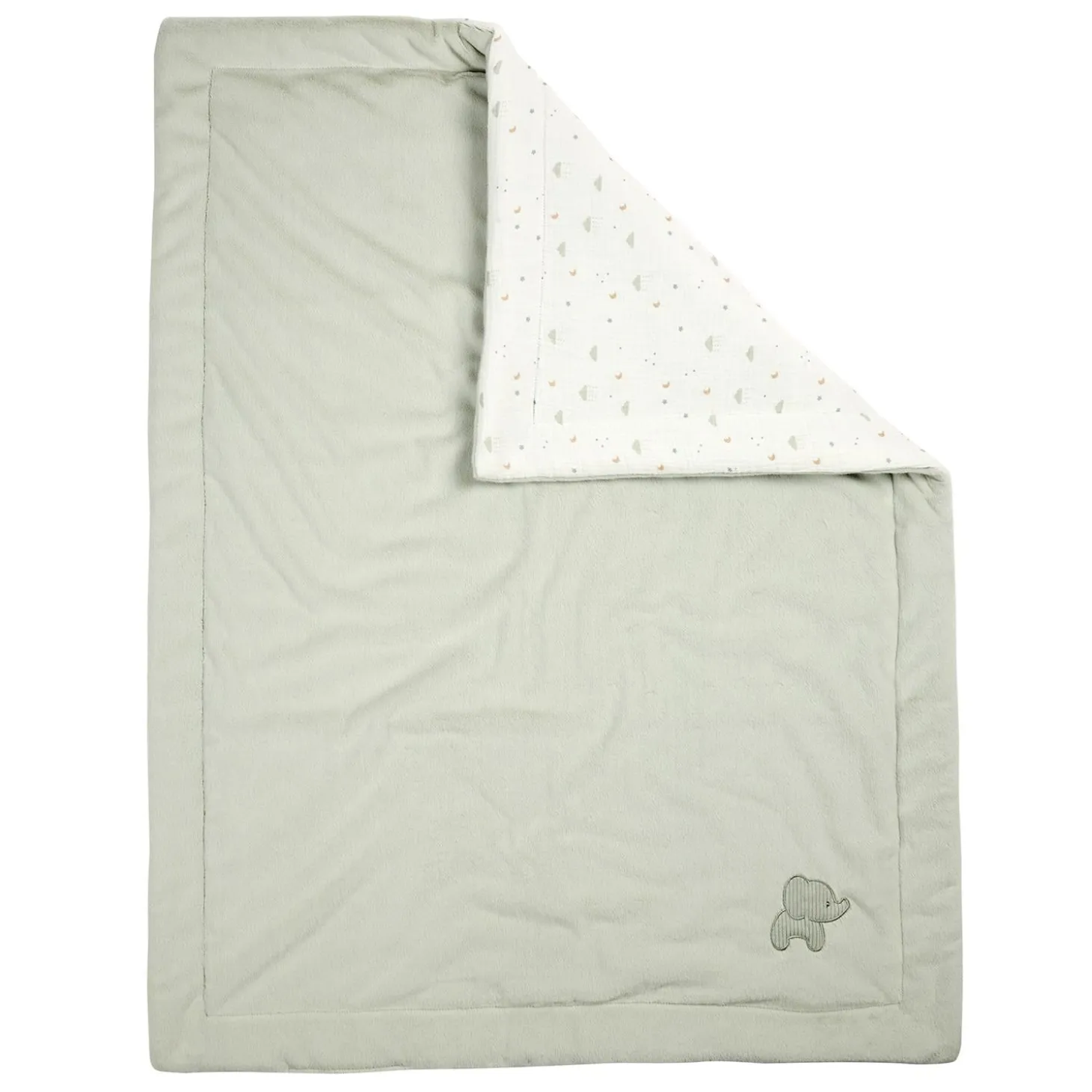 Nattou Couverture/Plaid Velours/Gaze de Coton Loulou Vert tilleul/blanc