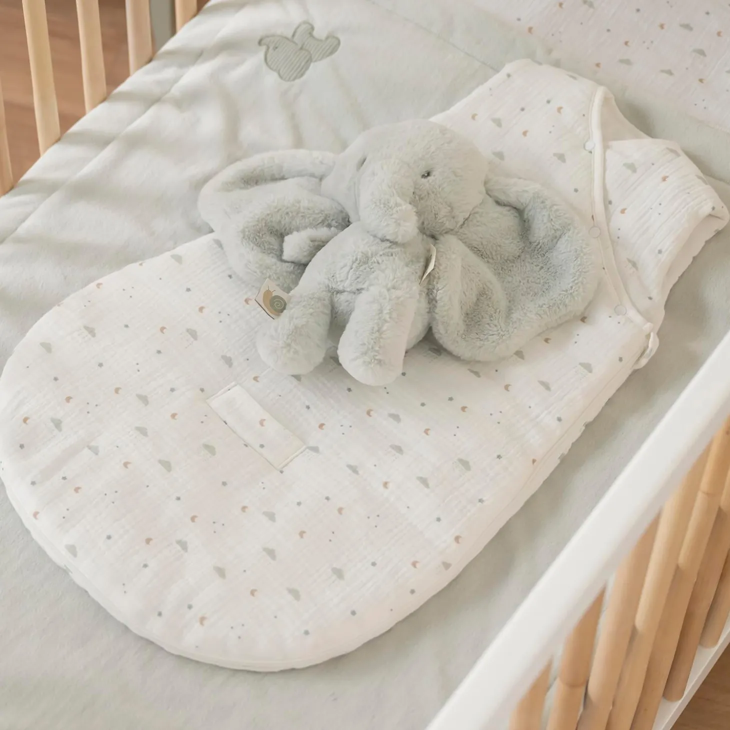 Nattou Couverture/Plaid Velours/Gaze de Coton Loulou Vert tilleul/blanc