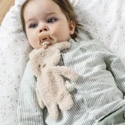 Nattou Doudou Attache Tétine Lapin Bouclette Teddy Beige