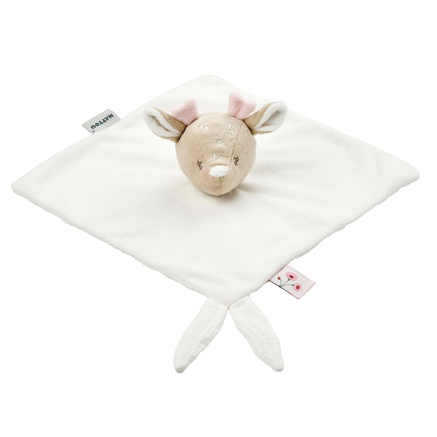 Nattou Doudou Biche Velours Fanfan Blanc Crème