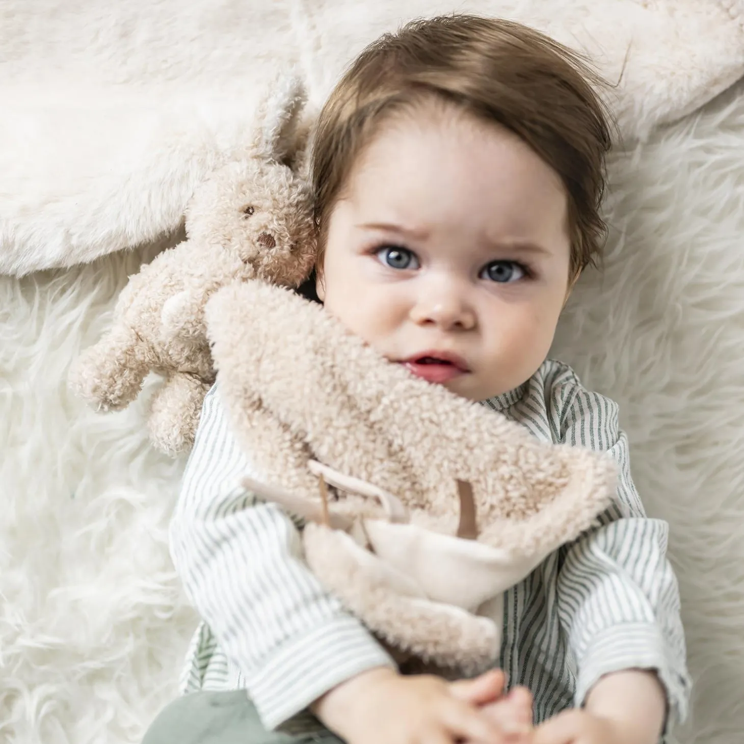Nattou Doudou Câlin Couverture Lapin Bouclette Teddy Beige