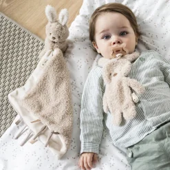 Nattou Doudou Câlin Couverture Lapin Bouclette Teddy Beige
