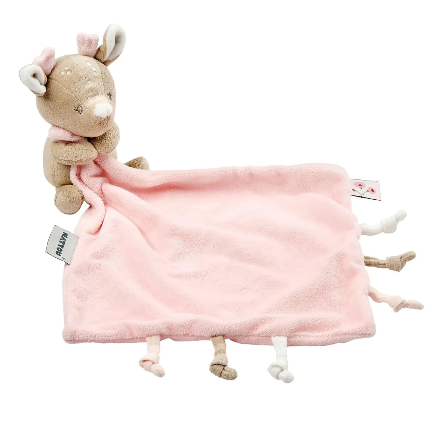 Nattou Doudou Câlin/Couverture Biche Fanfan Rose