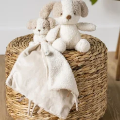 Nattou Doudou Câlin Couverture Chien Bouclette Teddy Ecru