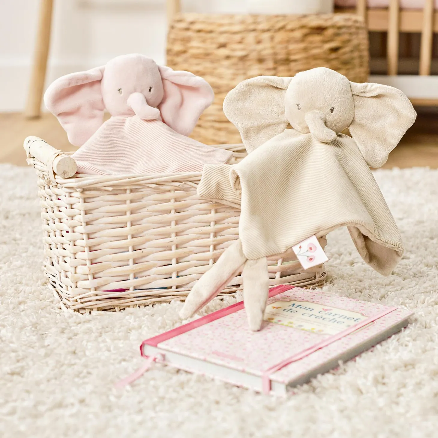 Nattou Doudou Éléphant Velours Côtelé Fanfan Rose