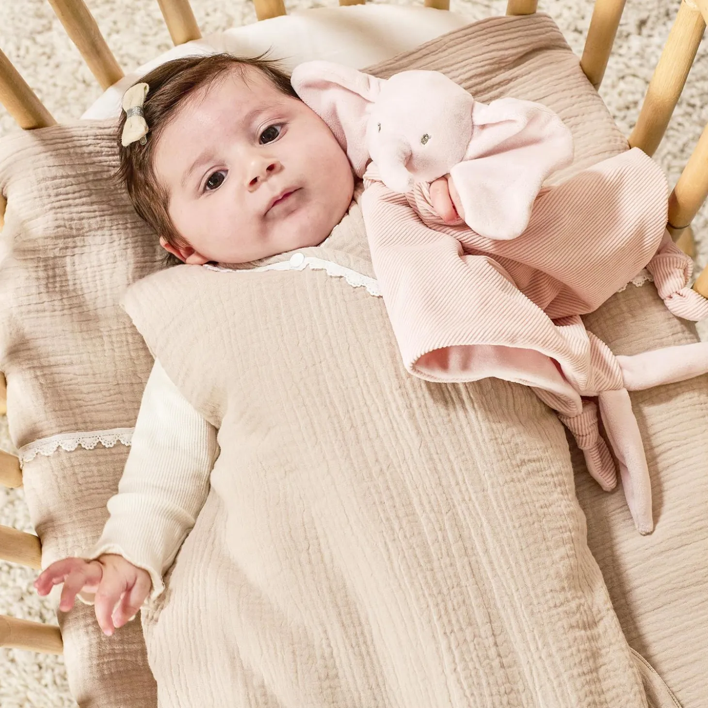 Nattou Maxi Doudou Éléphant Velours Côtelé Fanfan Rose