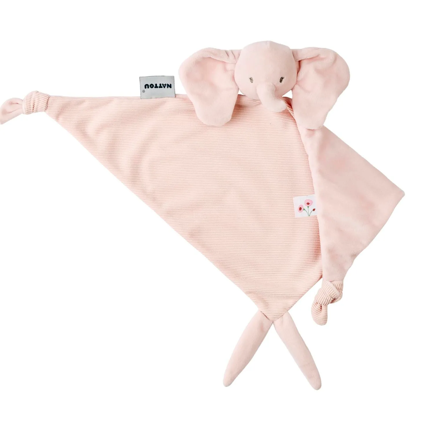 Nattou Maxi Doudou Éléphant Velours Côtelé Fanfan Rose
