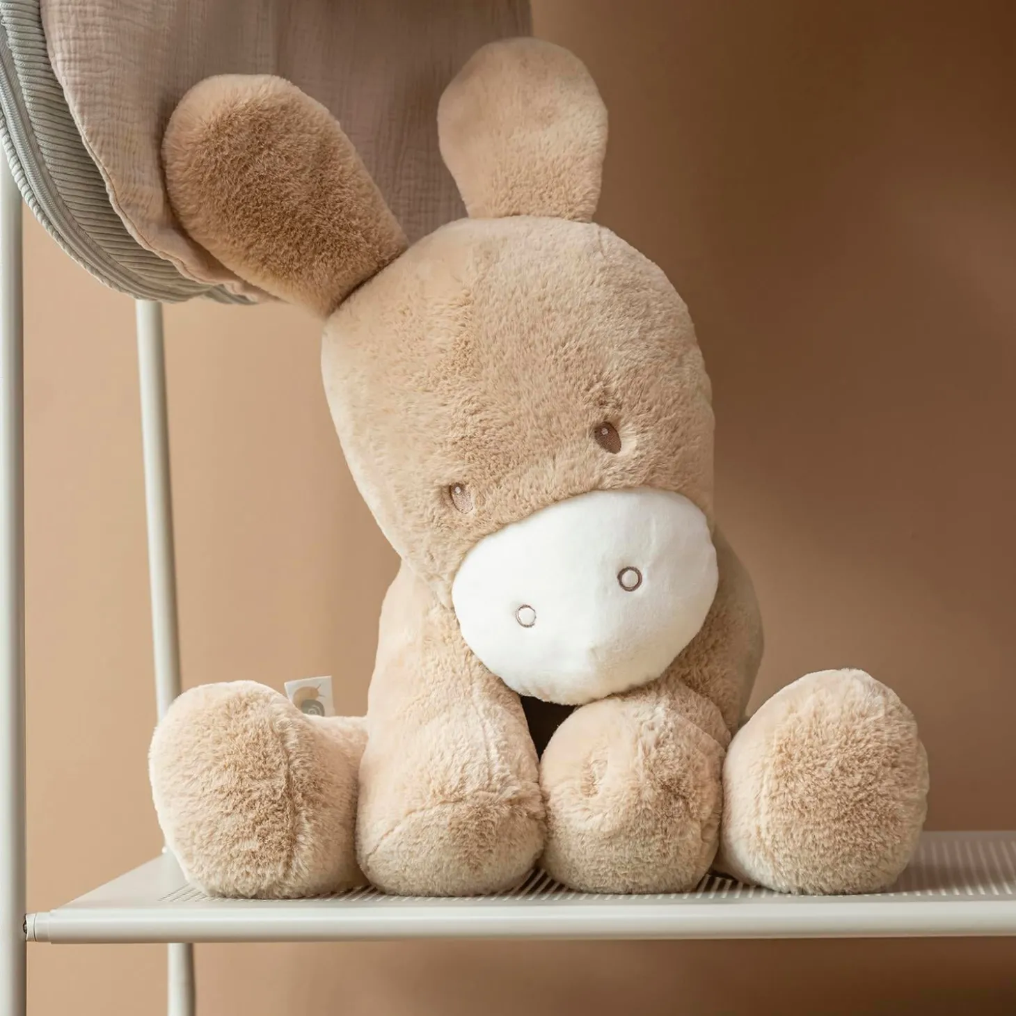 Nattou Maxi Peluche Âne Longs Poils Loulou Caramel
