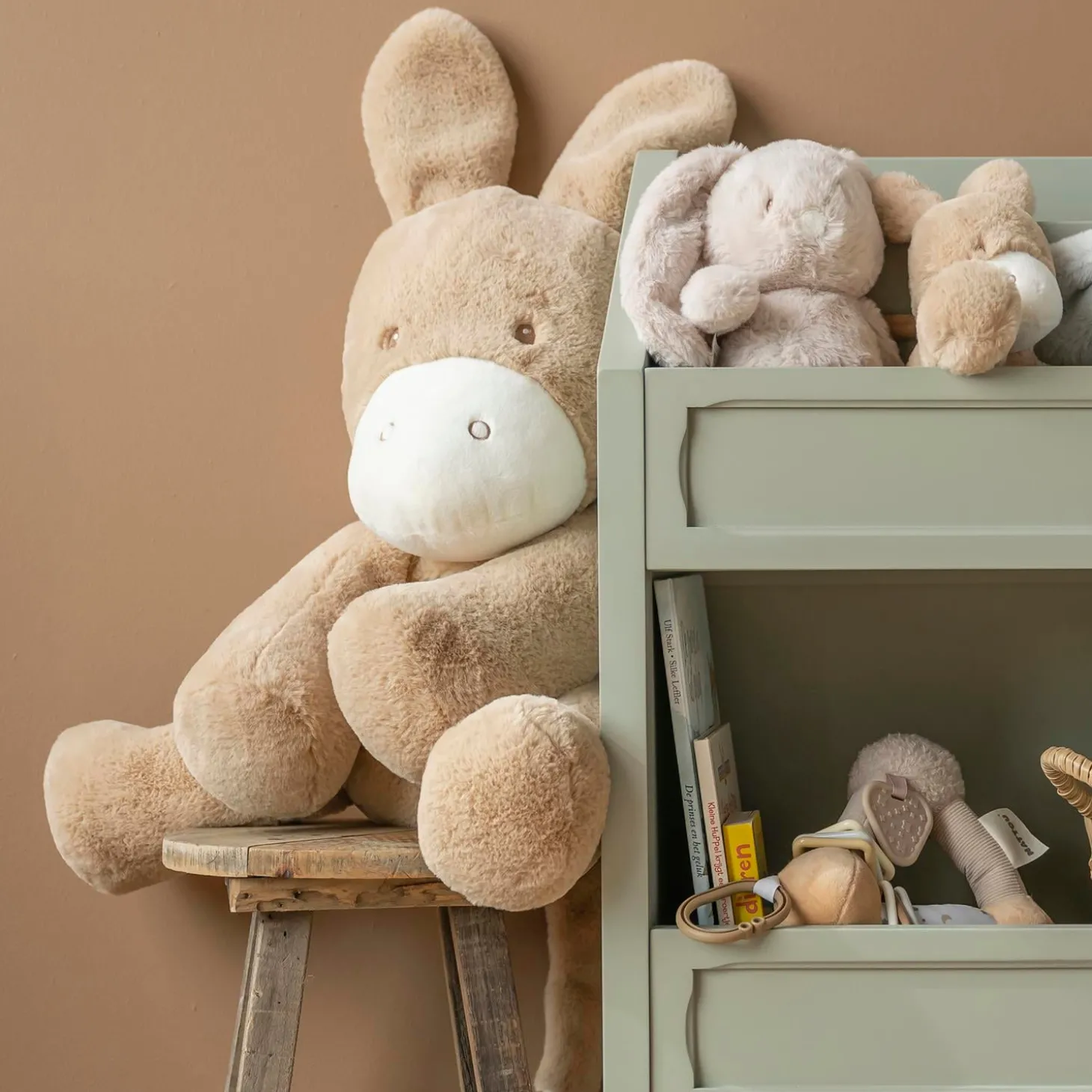 Nattou Maxi Peluche Âne Longs Poils Loulou Caramel