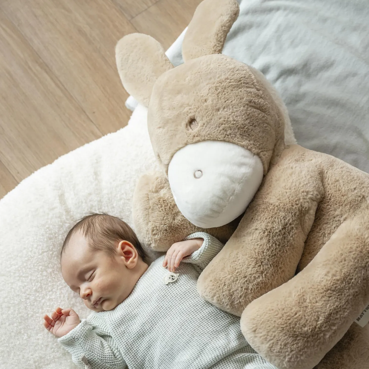 Nattou Maxi Peluche Âne Longs Poils Loulou Caramel