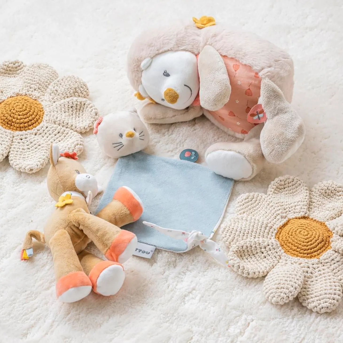 Nattou Mini doudou chat Mila, Zoé et Lana Beige