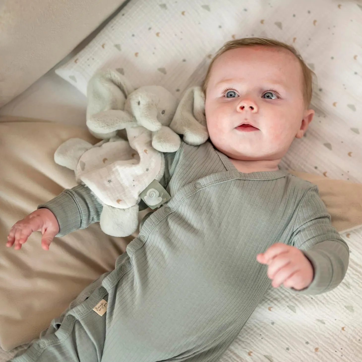 Nattou Mini Doudou Loulou Éléphant Vert tilleul