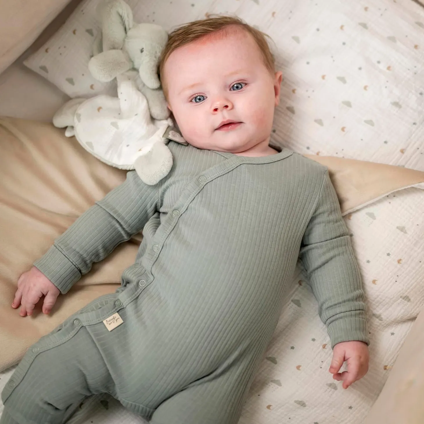 Nattou Mini Doudou Loulou Éléphant Vert tilleul