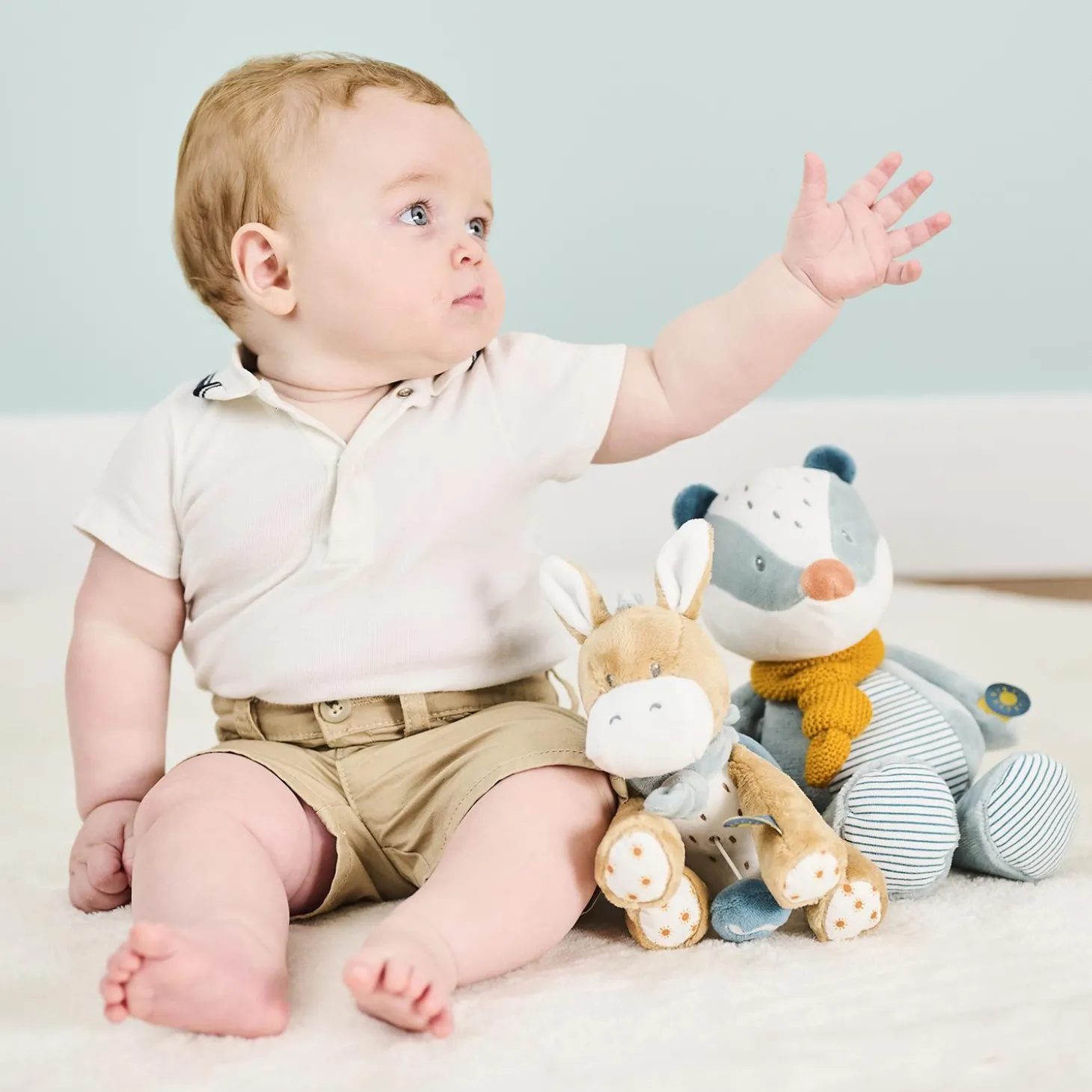 Nattou Mini Peluche musicale âne Leo Felix et Leo Brun