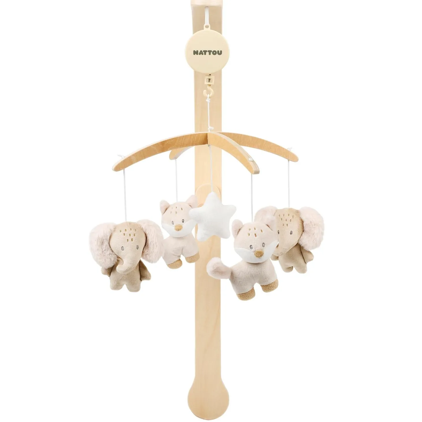 Nattou Mobile musical bois Oli Flo Ernest Beige