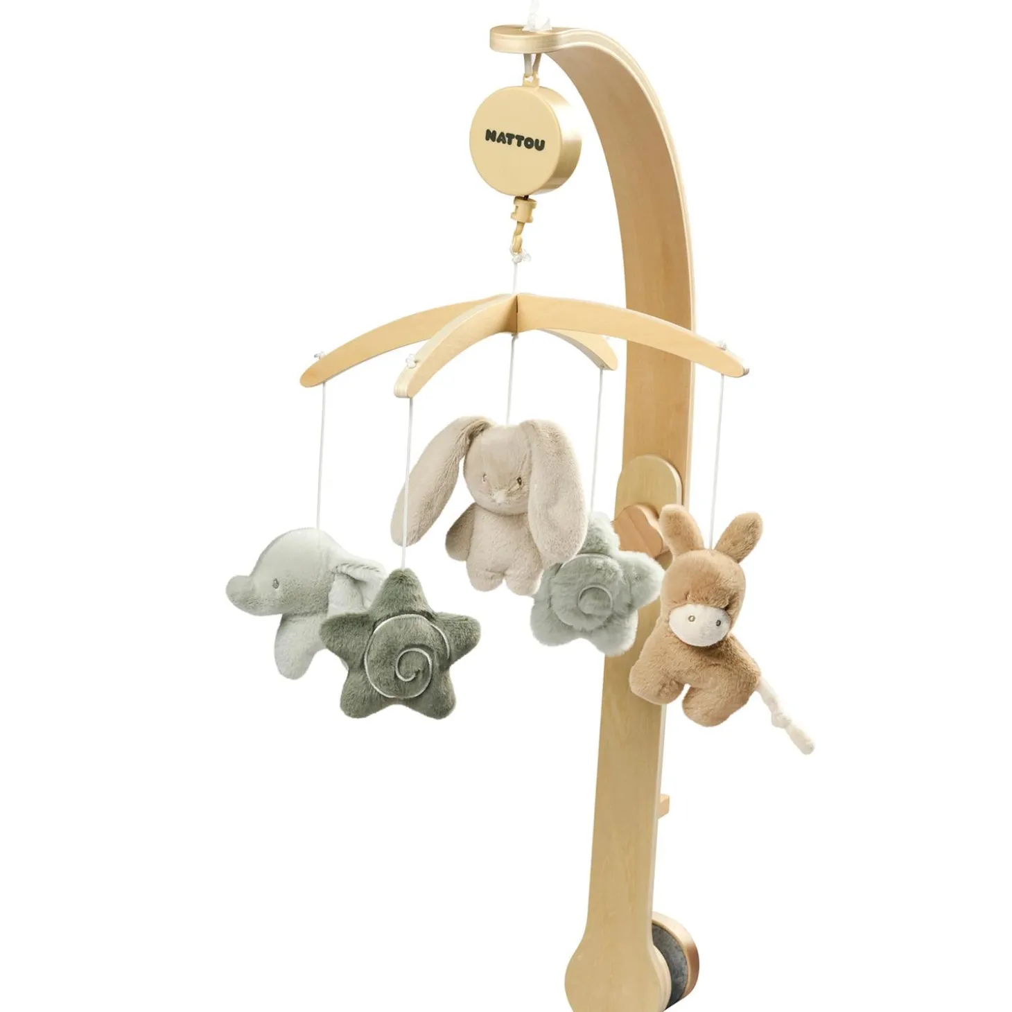 Nattou Mobile Musical Potence Bois Loulou Vert/Bois Naturel