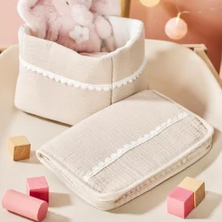 Nattou                    Panier Nursery Gaze de Coton Fanfan    Sable            20x20 cm