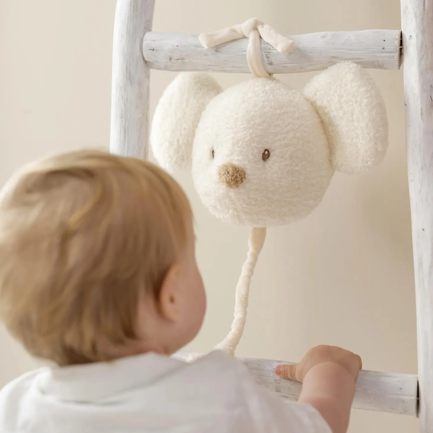 Nattou Peluche musical Teddy Tête Souris Écru